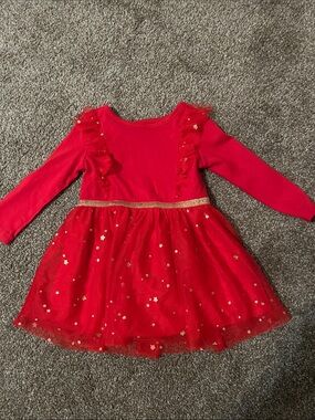 Cat & Jack Bright Red Toddler Dress with Star Embellishments